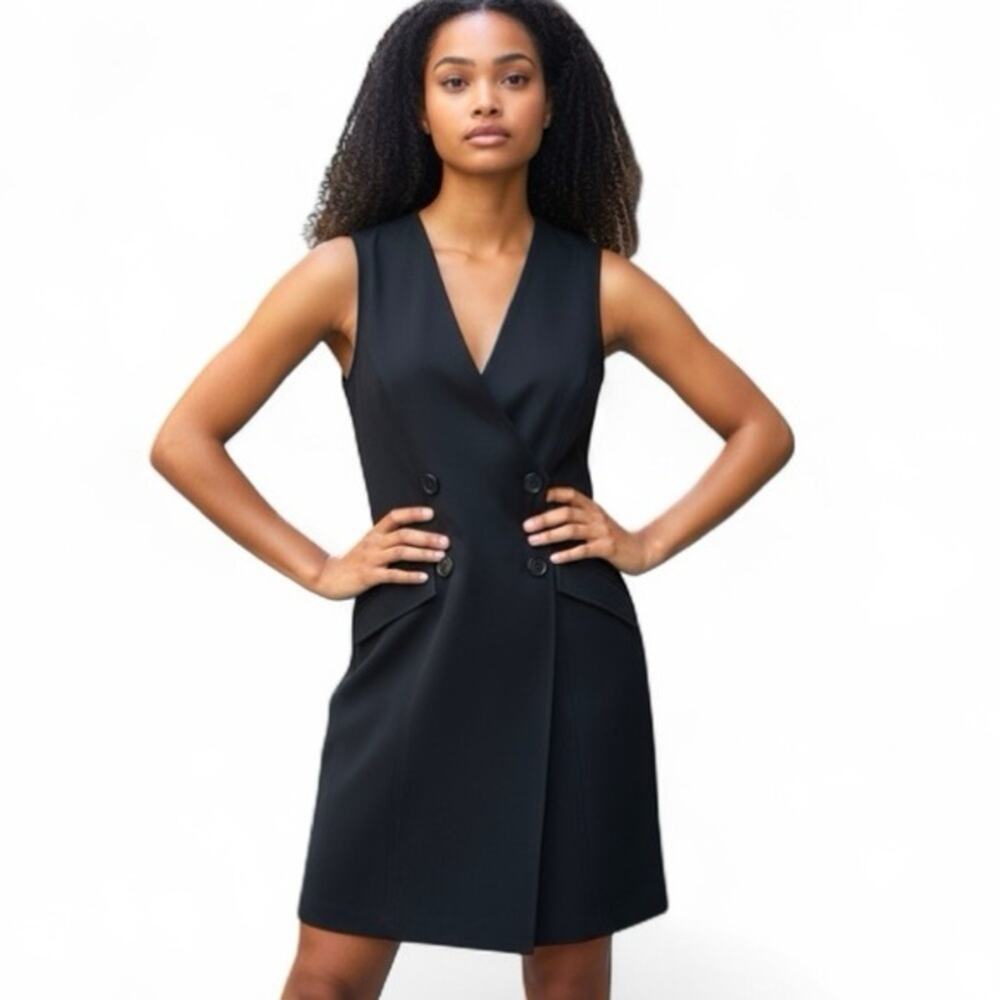 Max Studio NWT Black Double Breasted Elegant black sleeveless sheath Dress Small